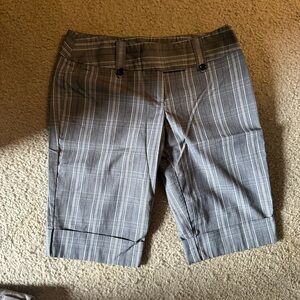 Gray Plaid Women's Bermuda Dress Shorts